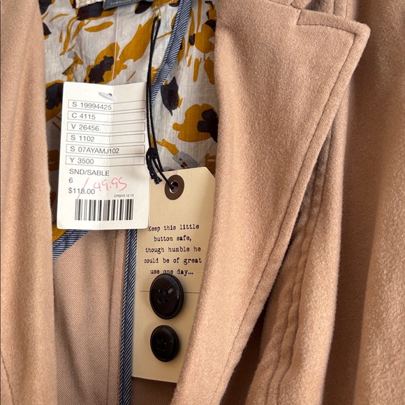 New women's size 6 sand tan Anthropologie Cartonnier soft blazer $118 retail - Picture 2 of 5